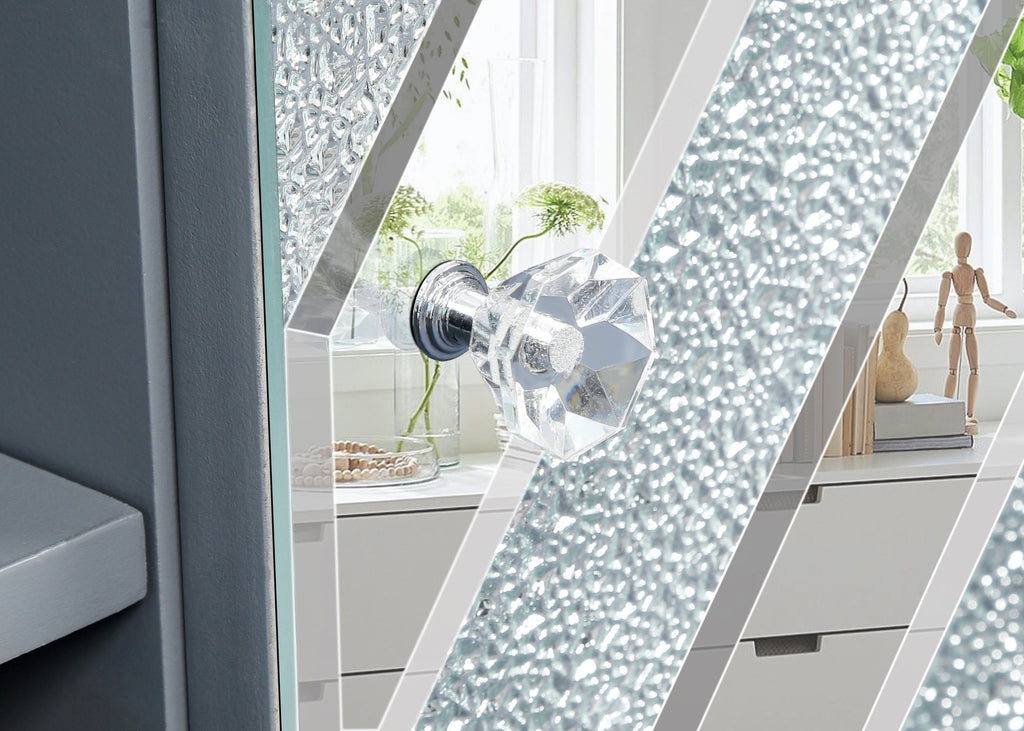 47 Inch Mirror TV Media Console with Diamond Glass Doors, Dual Door