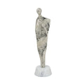 3.5x3x12' Abstract Aluminum Human Figurine on Marble Stand,