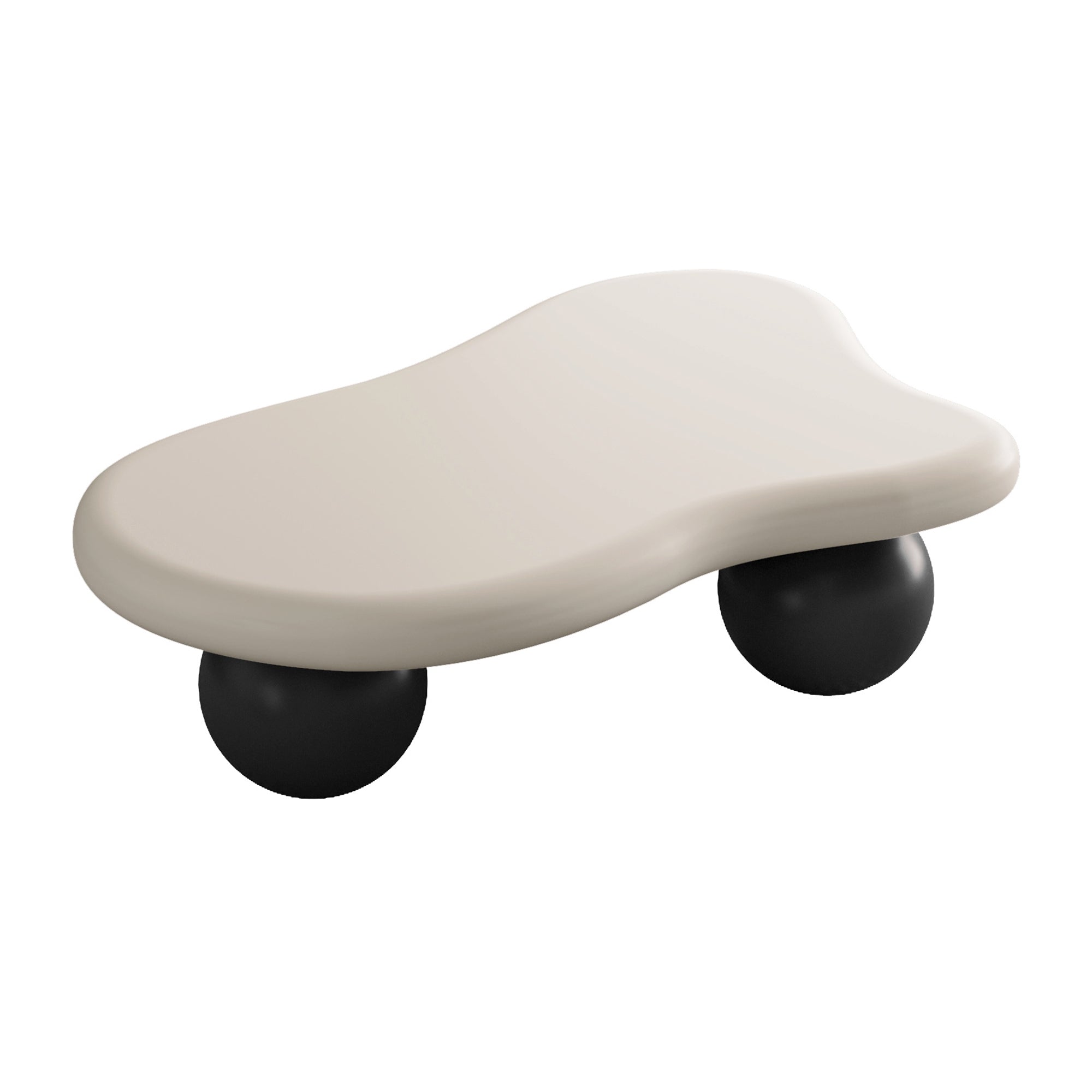 40 Inch Cloud Shaped Coffee Table with 3 Ball Legs for Living Room,