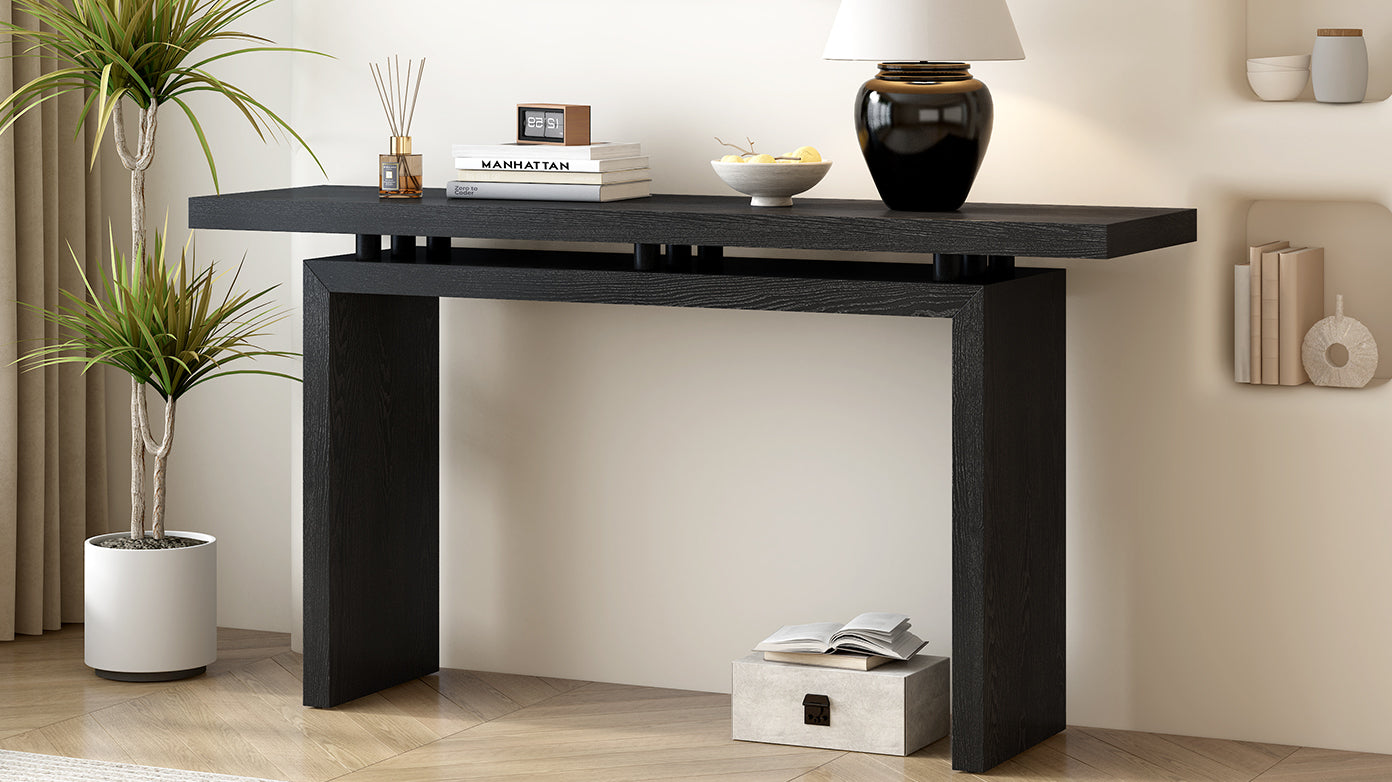 Uniquely Designed Ash Veneer Console Table, Modern Simple Style,