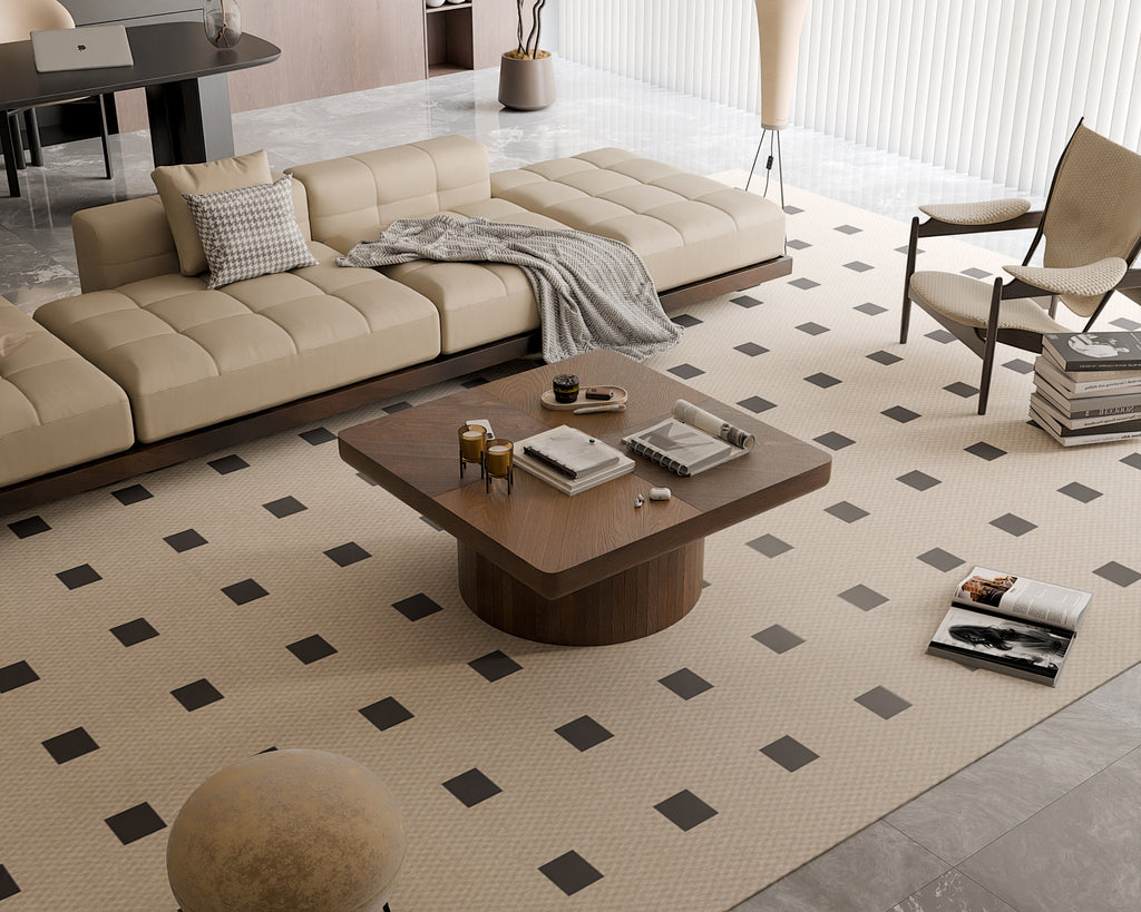 34.6'' Square Coffee Table for Living Room, Modern Wood Veneer Top