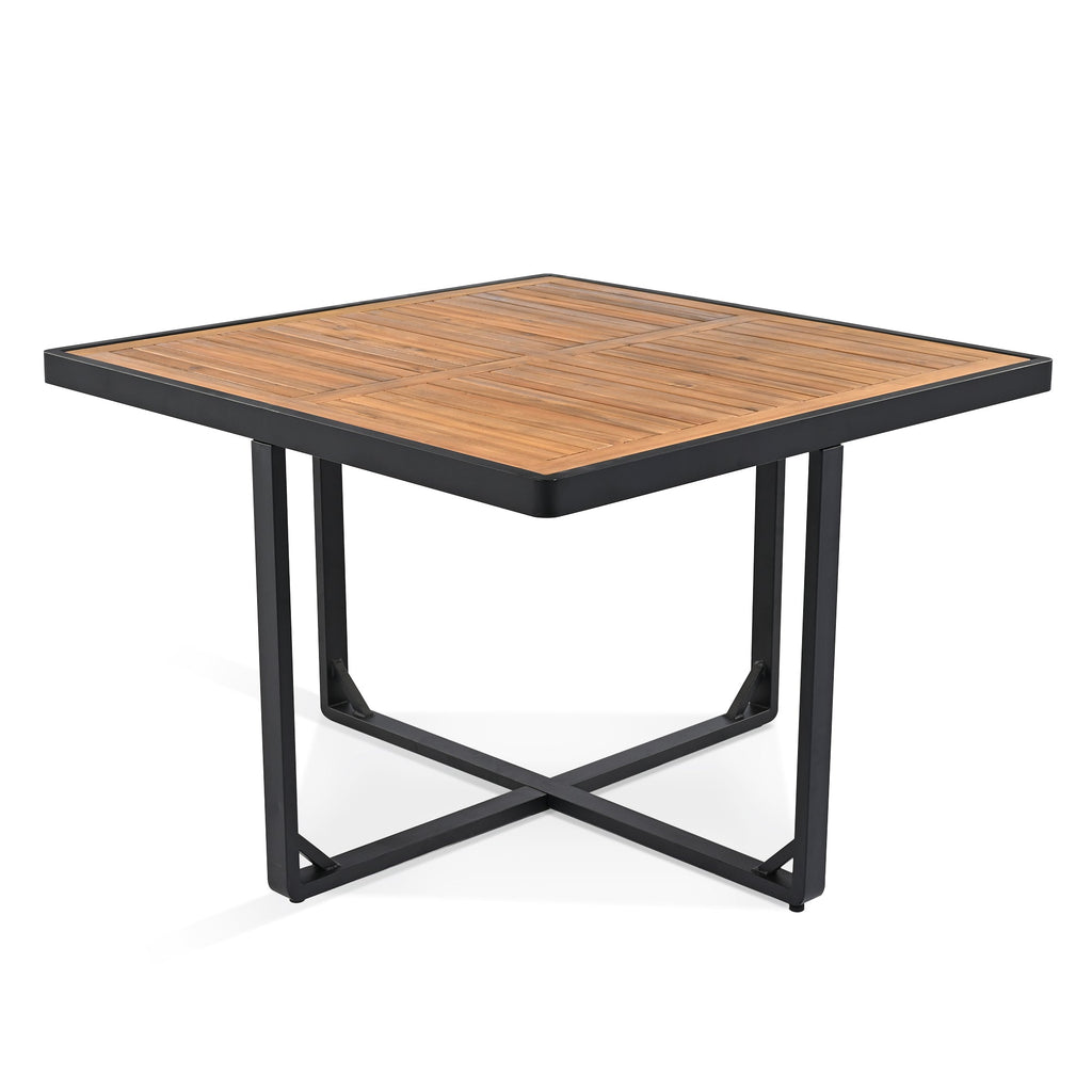 9-Pieces Acacia Wood Patio Dining Set, Space Saving Outdoor Patio Set,