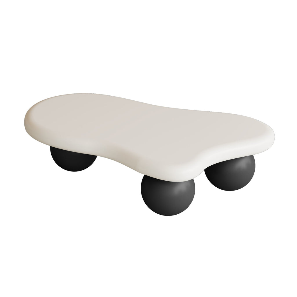 40 Inch Cloud Shaped Coffee Table with 3 Ball Legs for Living Room,