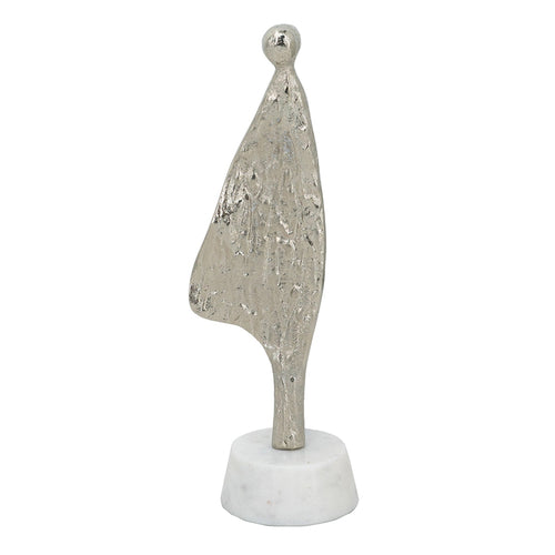 3x2.5x11' Abstract Aluminum Human Figurine on Marble Stand,