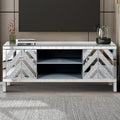 47 Inch Mirror TV Media Console with Diamond Glass Doors, Dual Door