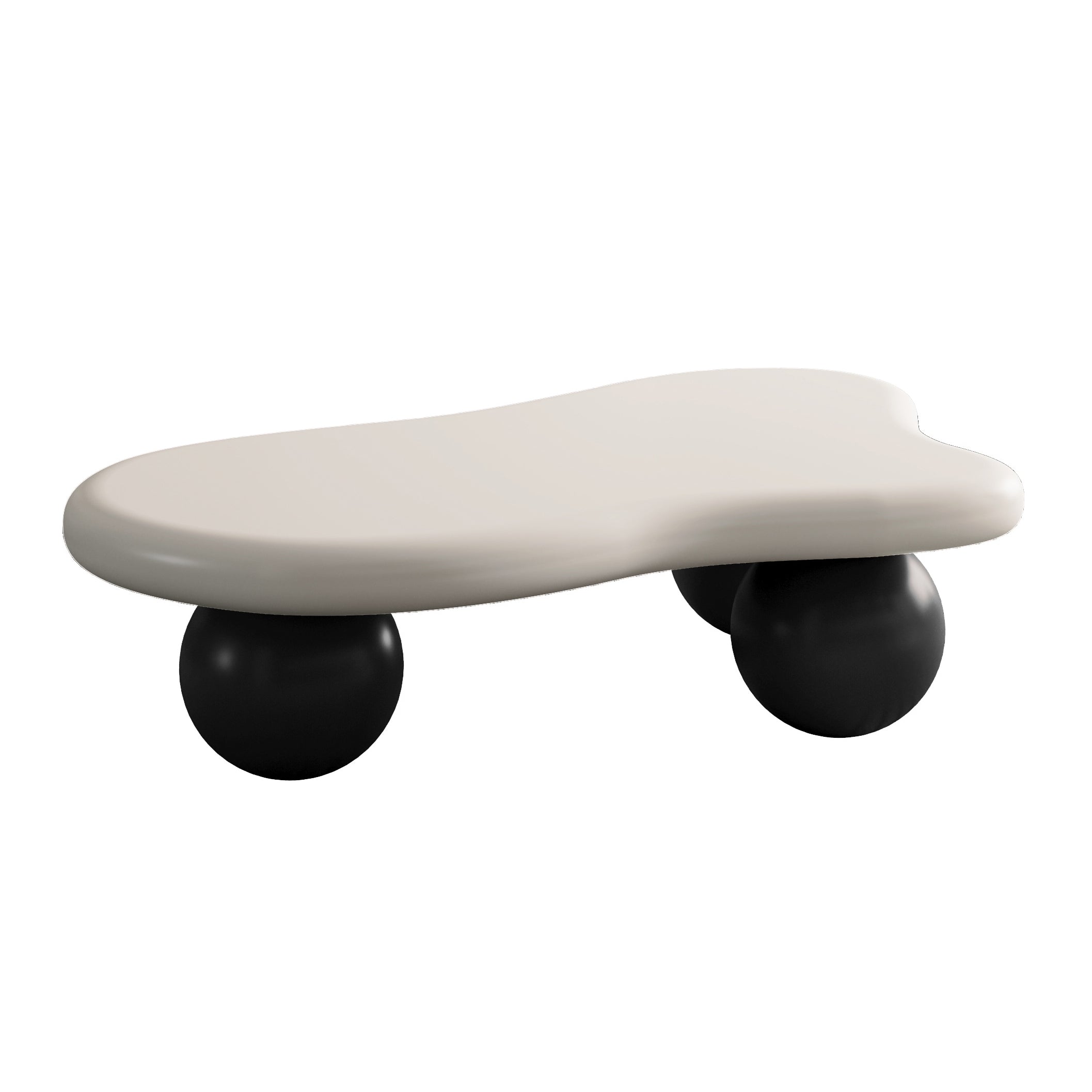 40 Inch Cloud Shaped Coffee Table with 3 Ball Legs for Living Room,