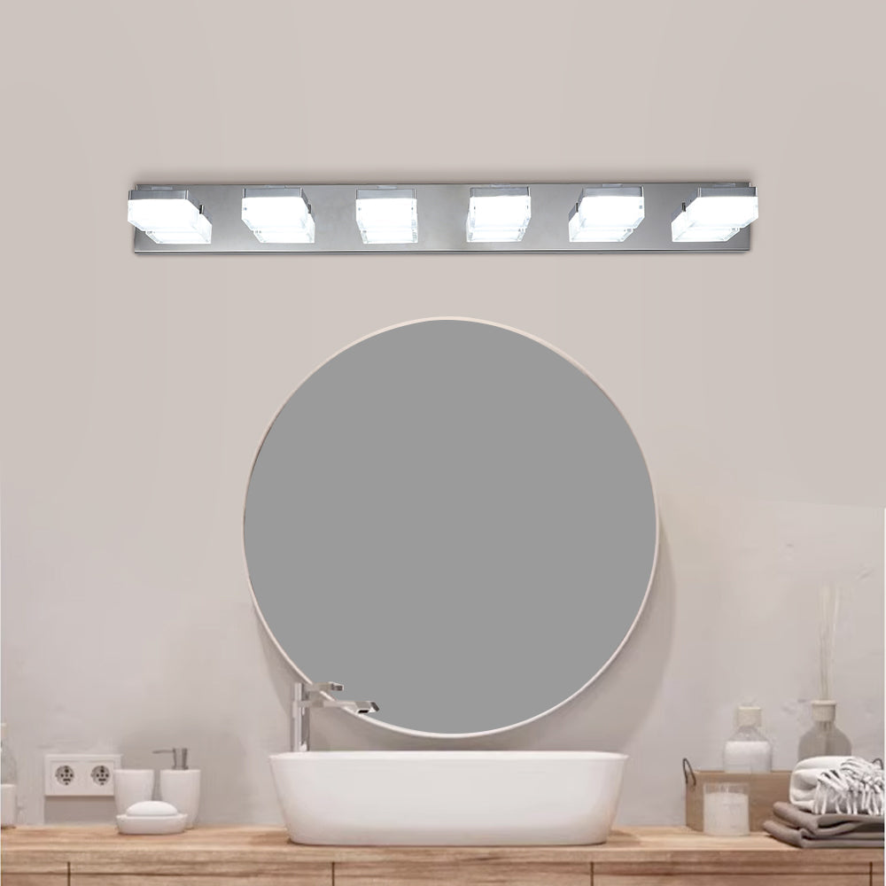 Modern 6-Light Chrome LED Vanity Mirror Light Fixture For Bathrooms