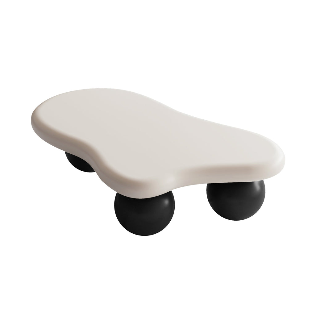 40 Inch Cloud Shaped Coffee Table with 3 Ball Legs for Living Room,