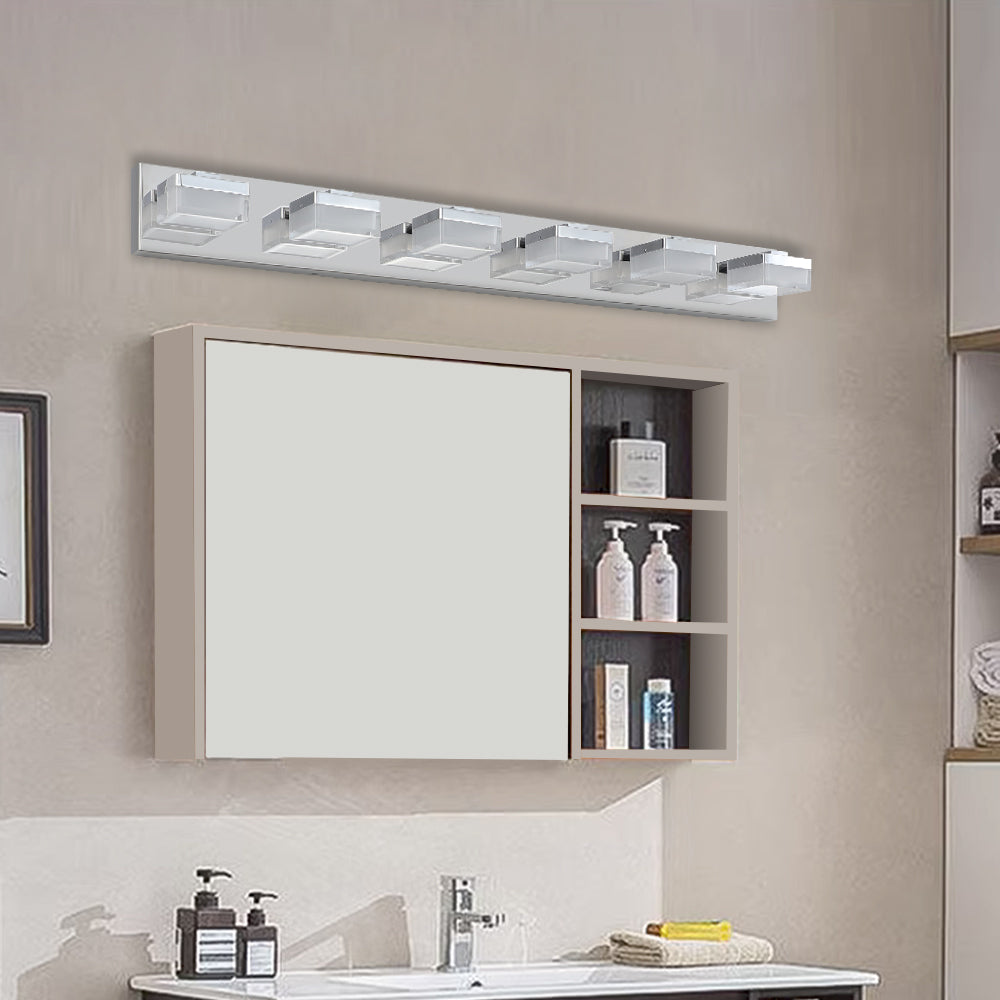 Modern 6-Light Chrome LED Vanity Mirror Light Fixture For Bathrooms