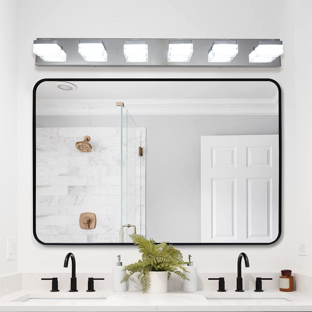 Modern 6-Light Chrome LED Vanity Mirror Light Fixture For Bathrooms