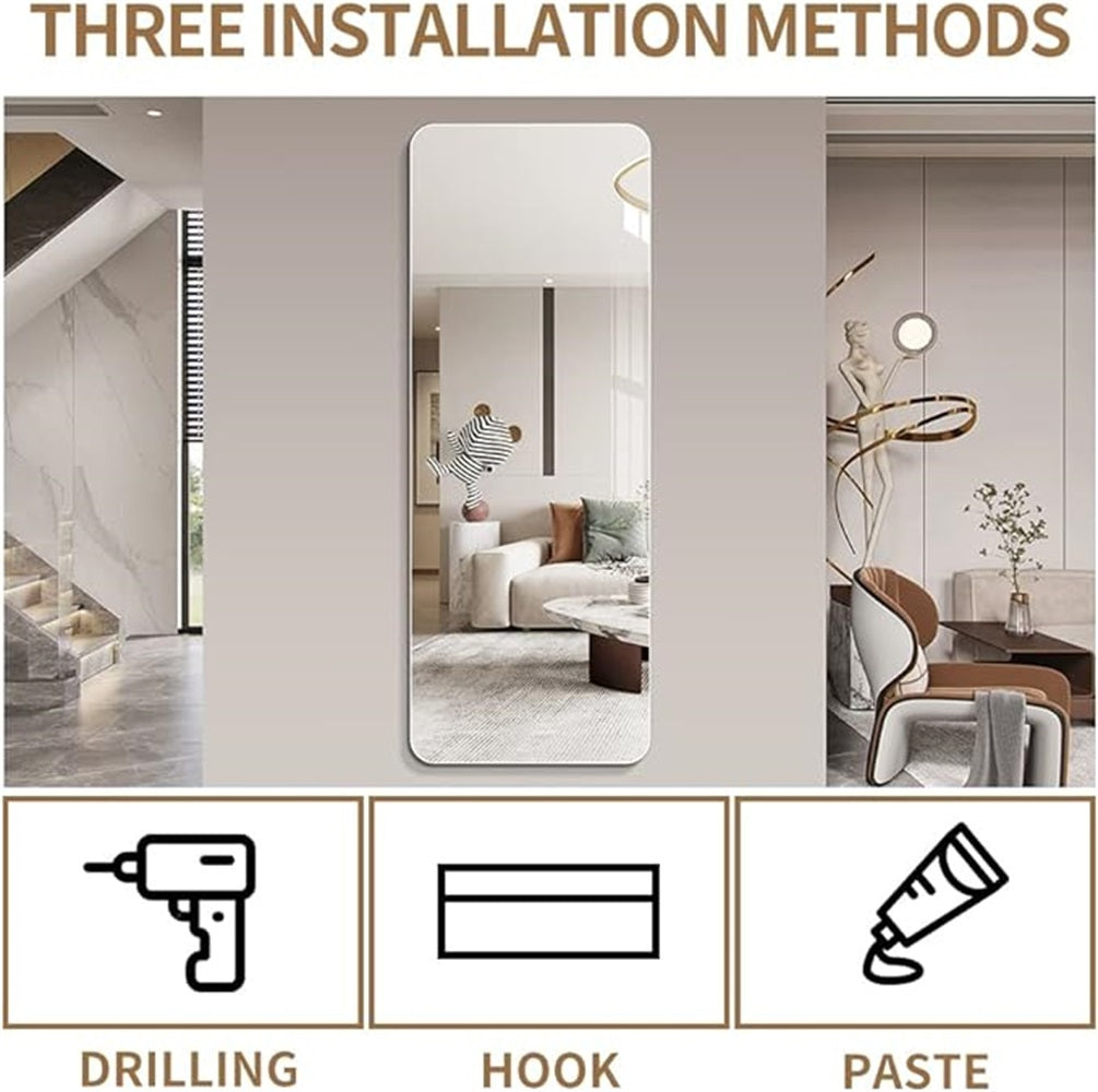 65'x 24' inch Full Body round corner mirror for Living Room Bedroom