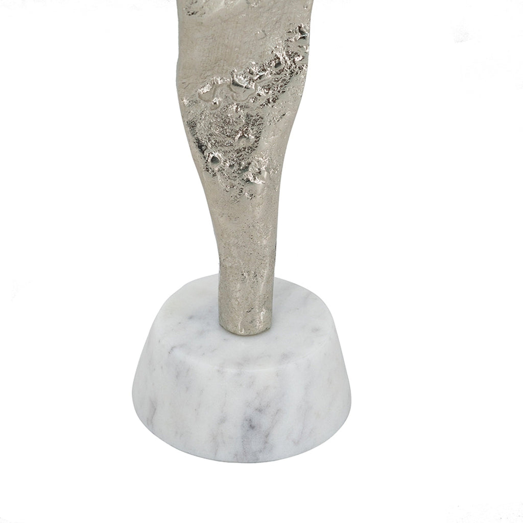 3.5x3x12' Abstract Aluminum Human Figurine on Marble Stand,