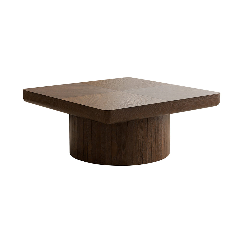 34.6'' Square Coffee Table for Living Room, Modern Wood Veneer Top