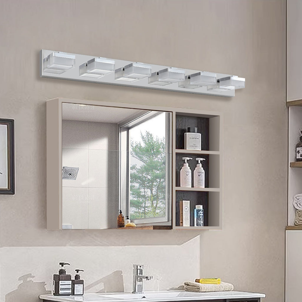 Modern 6-Light Chrome LED Vanity Mirror Light Fixture For Bathrooms