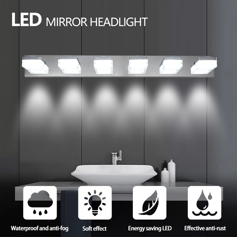 Modern 6-Light Chrome LED Vanity Mirror Light Fixture For Bathrooms