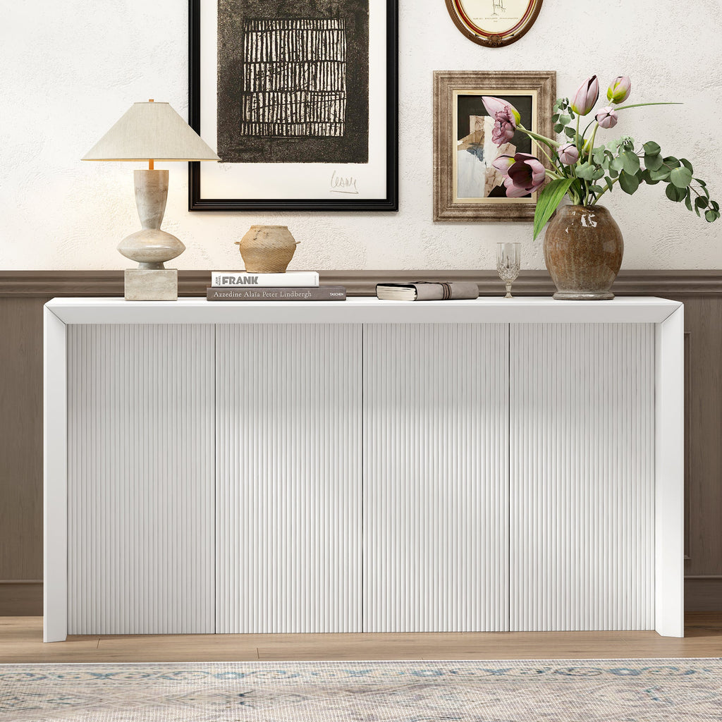 Acacia Wood Veneer Simple Entryway Table with Wavy Design,Suitable for