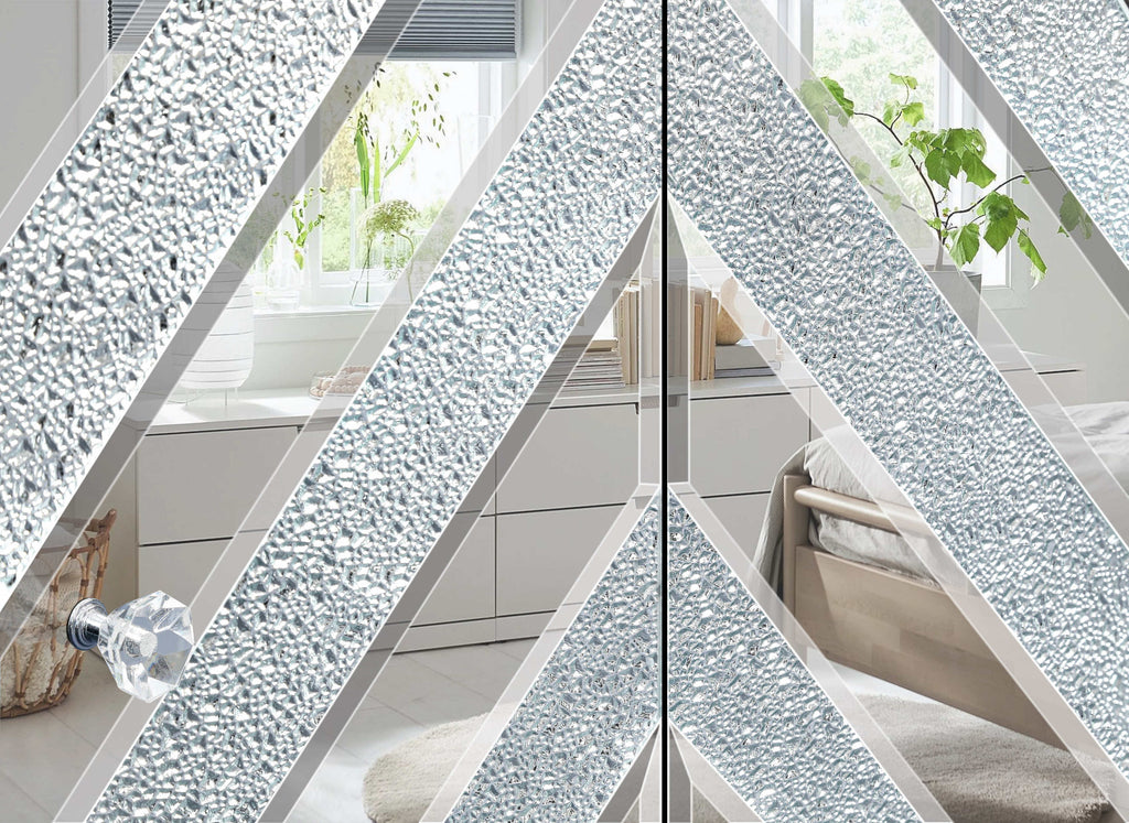 47 Inch Mirror TV Media Console with Diamond Glass Doors, Dual Door