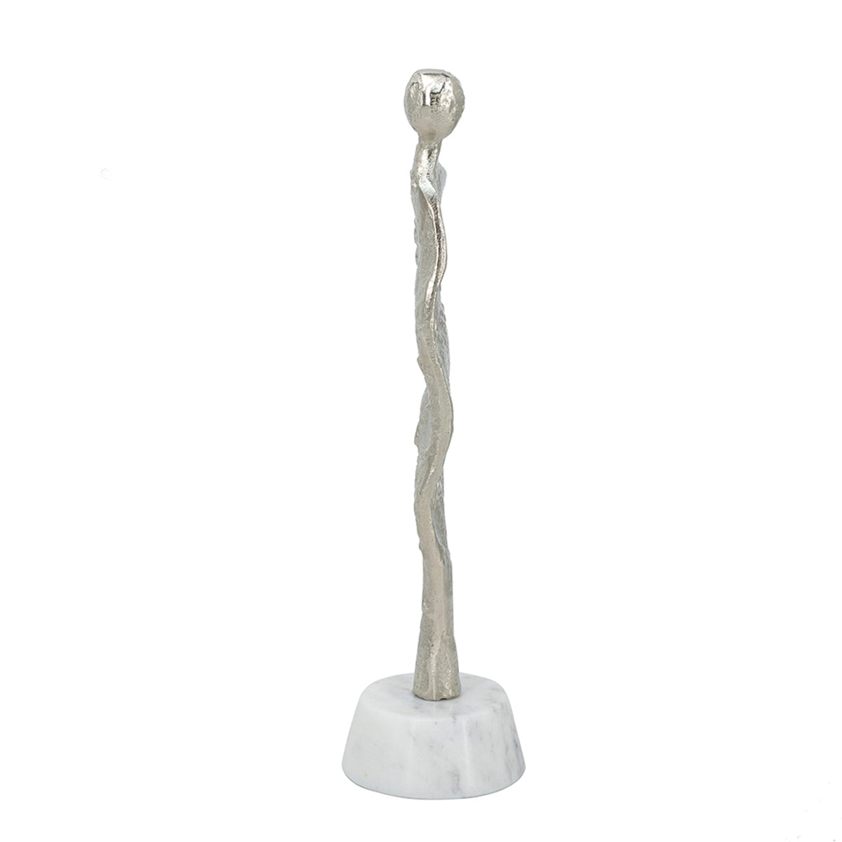 3.5x3x12' Abstract Aluminum Human Figurine on Marble Stand,